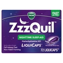 ZzzQuil LiquiCap Sleep Aid, Diphenhydramin 25mg HCl, Sleep Aid til voksne, Nighttime Sleep Aid, 72 LiquiCaps