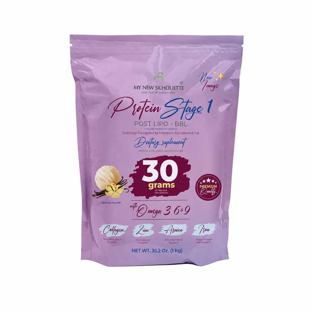 Medical Protein Post BBL Stage 1 My New Silhouette (vainillA) omegas 3, 6, 9 potentialized with Thirty Grams of Protein per Shake