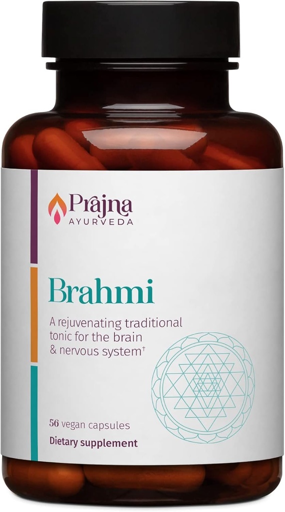Dr. Chaudhary 's Prajna Ayurveda Brahmi (Bacopa Monnieri) Formel er Traditionelt bruges til Nourish the Brain; Blended with Synapsa for Memory and Cognition Vegan, Gluten- Free, Soy- Free (500 mg)