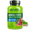 NATURELO hel mad Multivitamin til mænd 50 + - med vitaminer, mineraler, Organic Herbal Ekstrakter - Vegansk Vegetar - for energi, hjerne, hjerte og øje sundhed - 120 kapsler