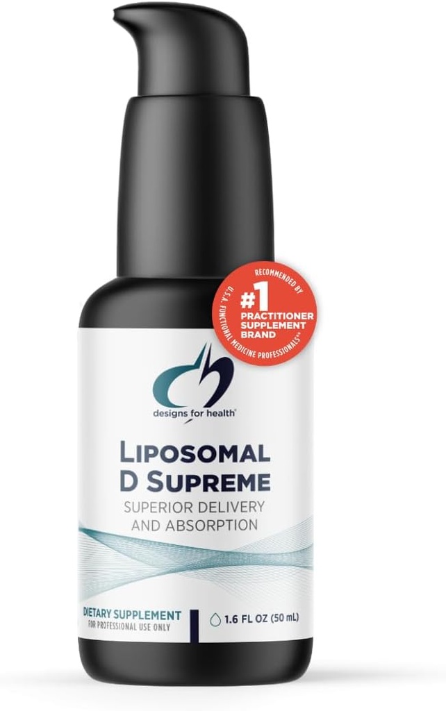 Designs for Health Liposomal D Supreme Vitamin D Flydende - 2500 IE D3 + vitamin K (K1 + K2) - Liposomes for Superior Absorption - Non- GMO supplement (100 Servere / 1.7oz)
