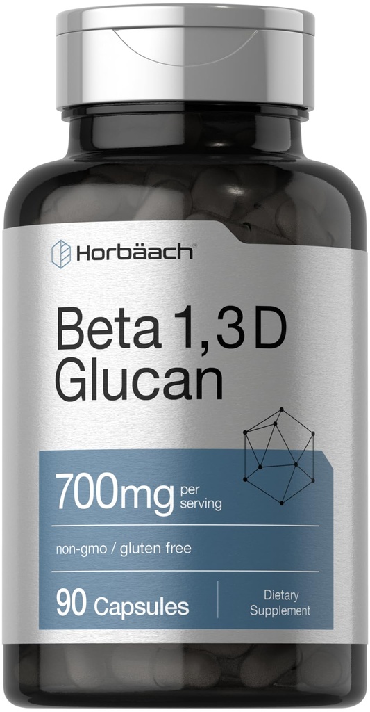 Horbäach Beta Glucan 1 3D 700 mg 1, 4; 90 Kapsler 1, 4; Beta 1,3, 1,6 D Glucan 1, 4; Non- GMO, Gluten Free Supplement