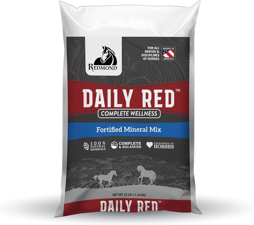 Daily Red Complete Wellness, Foretrukket Mineral Mix supplement til heste, 25lb Refill Bag