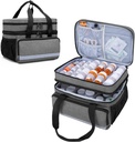 CURMIO Double Layer Pill Flaske Organizer Bag Tom, Medicin Organizer Storage Case med Lockable Zippers, Medicin Travel Bag til receptpligtig Flasker, Medicinske forsyninger, Gray (Patent Design)