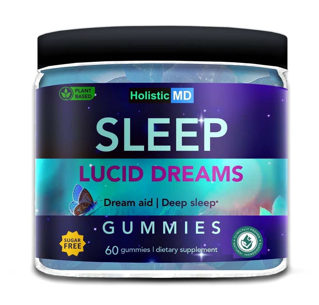 Lucide Dreams Deep Sleep - Mugwort Herb 5 htp Mucuna Pruriens Cholin Kosttilskud - Gummies Sugar Free Vegan 60 ct