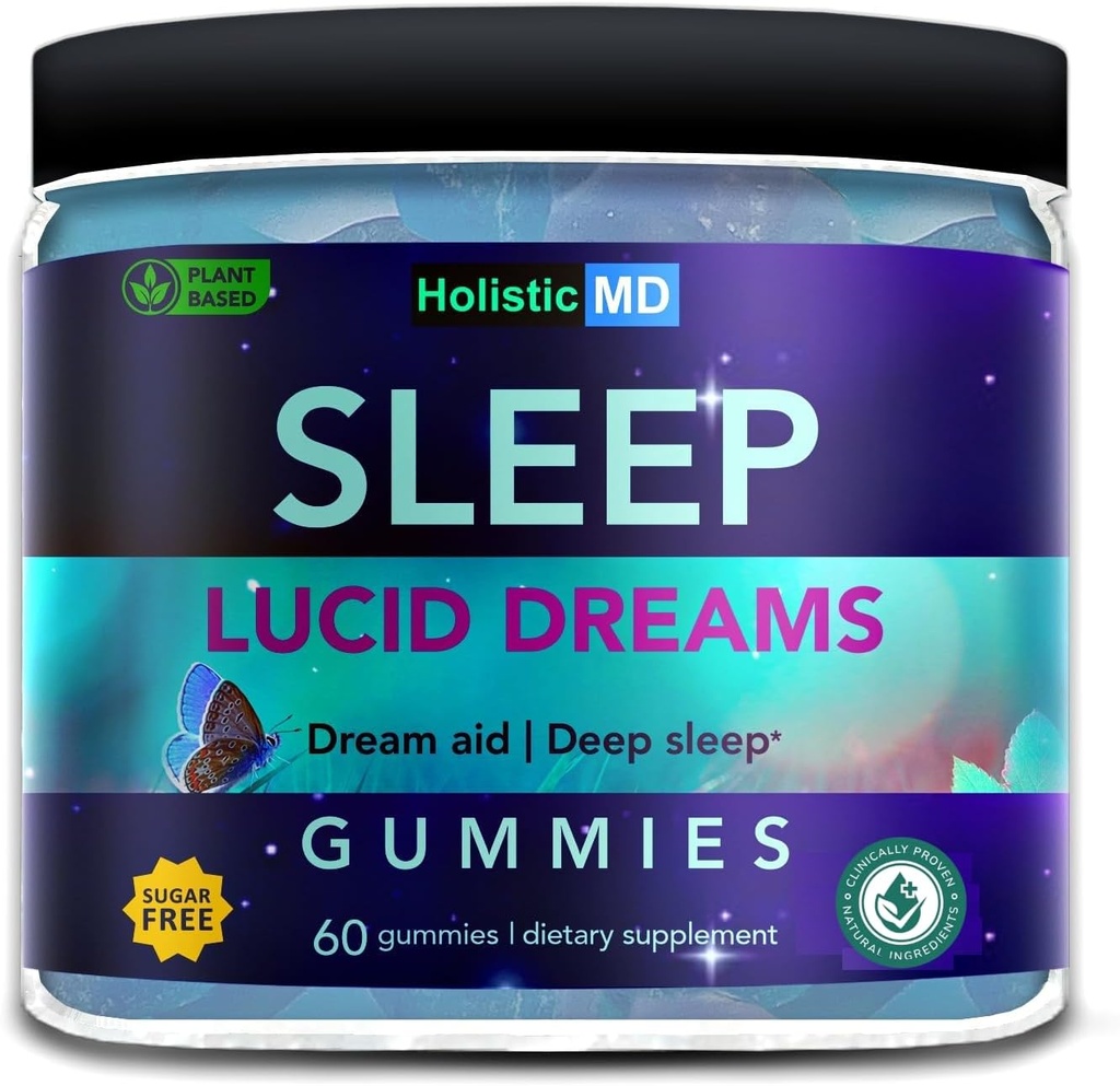 Lucide Dreams Deep Sleep - Mugwort Herb 5 htp Mucuna Pruriens Cholin Kosttilskud - Gummies Sugar Free Vegan 60 ct
