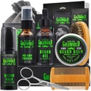 Beard Kit Beard Grooming Kit w / Beard Wash / Shampoo Beard Oil Balm Brush Comb Scissor Bag e- Book Jul Stuffers Gaver Idéer til mænd ham far Kæreste Mand Mænd