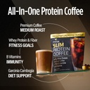 VitaCup Slim Protein Coffee Shake for Diet Support, Instant Coffee w / Whey Protein Powder, B Vitamin & Fiber, Dietitian Udviklet til ydeevne og smag, Gør som Iced Coffee eller Shake, 20 Serveringer