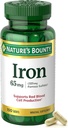 Nature 's Bounty Iron 65mg, 325 mg Ferrosulfate, Cellular Energy Support, fremmer Normal Red Blood Cell Production, 1 Servering per dag, Gluten Free, 100 vegetariske tabletter