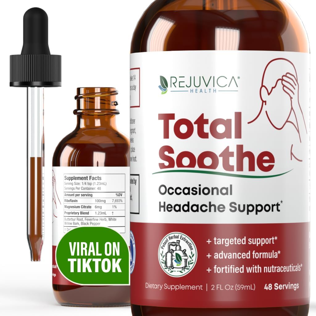Rejuvica sundhed i alt Sothe - Advanced Lejlighedsvis Hovedpine Support - Flydende Levering for bedre Absorption - Feverfew, Riboflavin, Butterbur, Black Pepper & Mere!