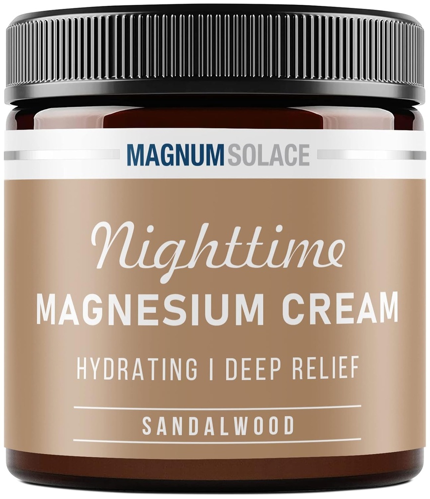 Magnesium Lotion - Nighttime Magnesium Cream - Anvend på ben muskler, arme eller bryst - topisk Magnesiumchlorid - USA Made and Safe for Kids (Sandalwood) 4 Fl Oz (pakke med 1)