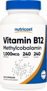 Nutricost Vitamin B12 (Methylcobalamin) 1000mcg, 240 Kapsler - Vegetarisk, Non- GMO & Gluten Free B12 Supplement