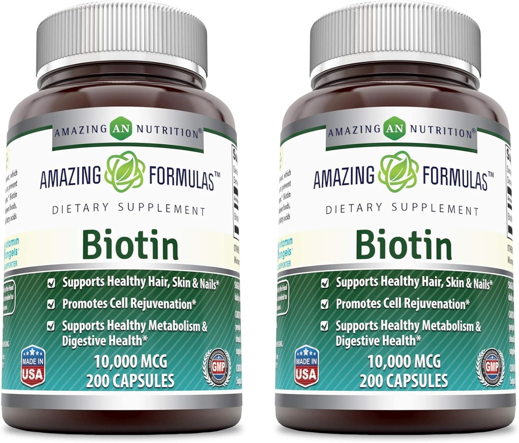 Amazing Formulas Biotin 10000 mcg Veggie Kapsler Note 124; vitamin B7 Supplement