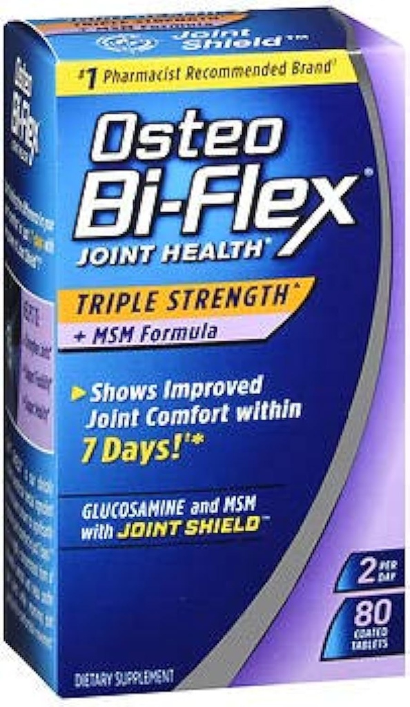 Osteo Bi- Flex Joint Health Triple Strength + MSM Formel Joint Shield + Glucosamin - 80 overtrukne tabletter