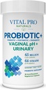 Vital Pro Naturals - Vaginal pH & Urinal Probiotika + Prebiotika, Postbiotika, Parabiotika, 4- in-1 Supplement for kvinder, høj potens, 64 Stains, fordøjelsesbesvær, vaginal, urinveje, immunforsvar, 30 ng