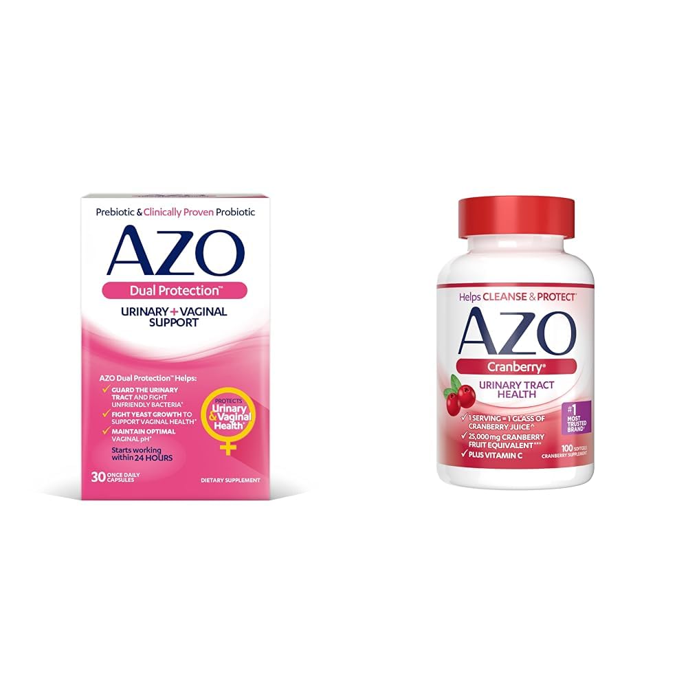 AZO Dual Protection Medical 124; Urinary + Vaginal Support * Medical 124; Prebiotic Plus Clinical Proven Women 's Probiotic Medical 124; Starter arbejder inden for 24 Timer Medical 124; Non- GMO Medical 124; 30 Count & Cranberry Urinary Tract Health Supplement