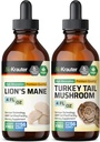 BIO KRAUTER Lions Mane tinktur 4 Fl. Oz. & Tyrkiet Tail Mushroom tinktur 4 Fl. Oz.