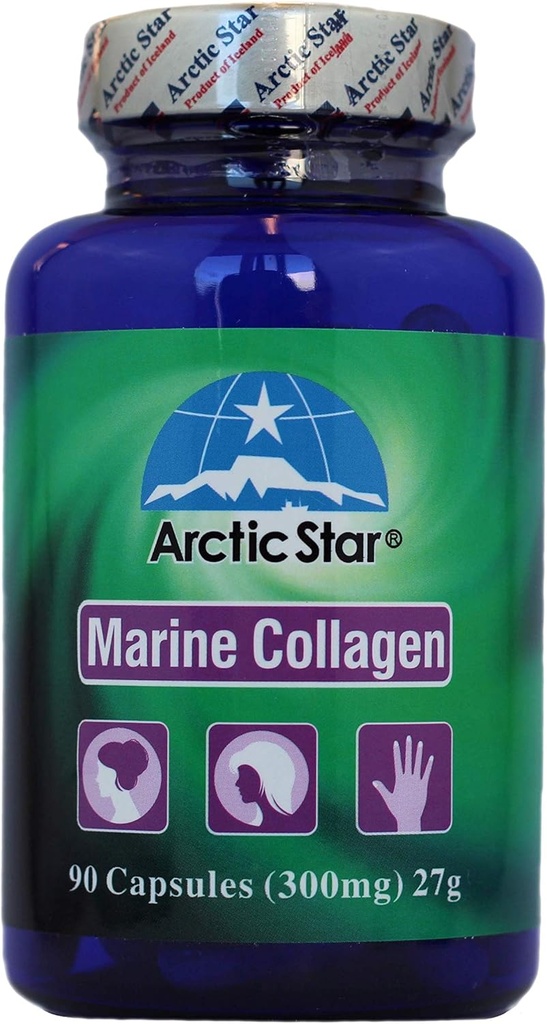 Arctic Star Marine Collagen- Vital Proteins Marine Collagen Peptider supplement piller til sund hud hårnegl - Hydrolyzed Collagen fra Island - Fælles smerte & immunsystem Booster 90 kapsler