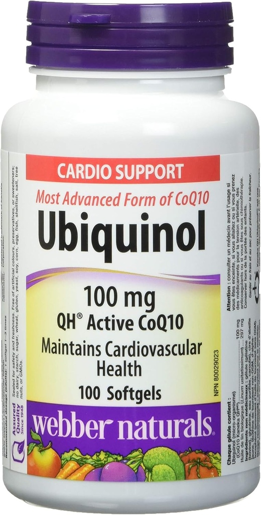 Webber Naturals Ubiquinol 100mg QH Active CoQ10, 100 bløddele