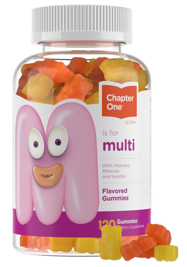 Zahler - Chapter One Kids Multivitamin Gummy med 13 Vitamin & Nutrients (120 Aromatiserede Gummies) - Certificerede Kosher Kids Vitamin herunder C-vitamin, D3, Zink & mere - Lækre Multivitamin Gummies