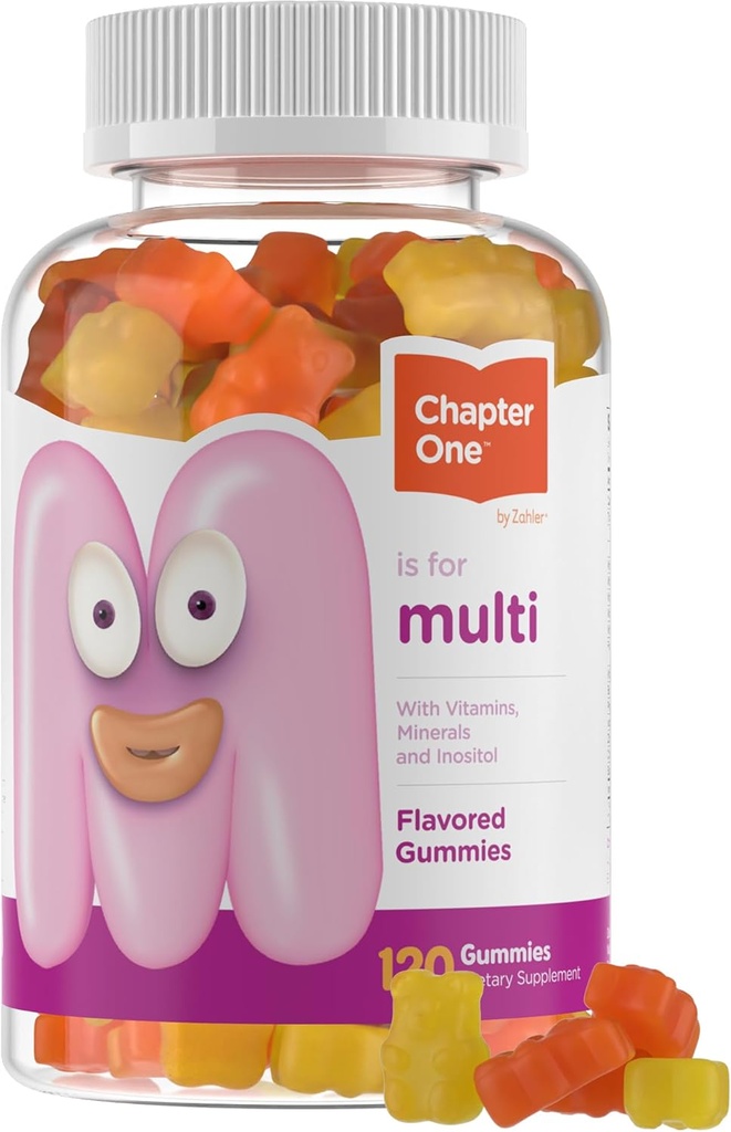Zahler - Chapter One Kids Multivitamin Gummy med 13 Vitamin & Nutrients (120 Aromatiserede Gummies) - Certificerede Kosher Kids Vitamin herunder C-vitamin, D3, Zink & mere - Lækre Multivitamin Gummies