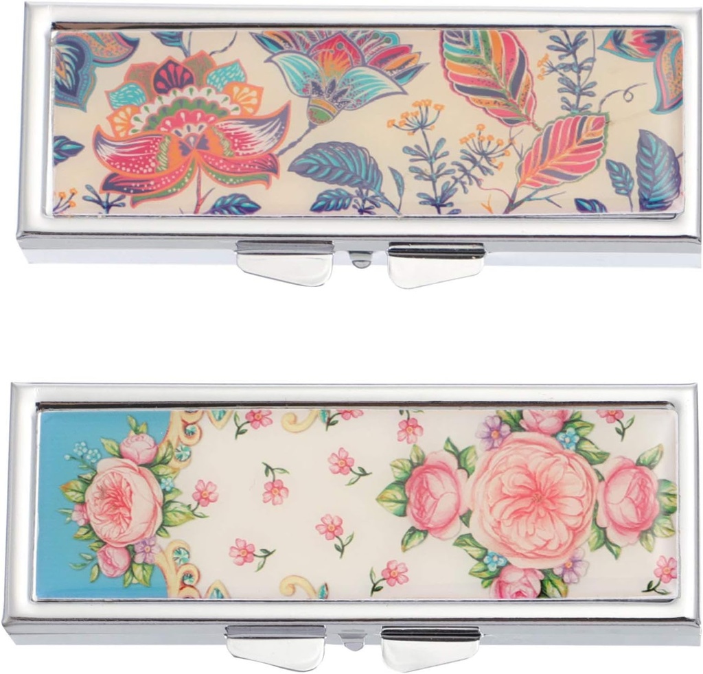 EXCEART 2pcs Metal Pill Box Ugentlig 7 dage Am Pm Pill sag Daily Pill Cases Travel Medicine Pill 3 og 6 Compartments Storage Holder for Pills Vitamin Fish Oil Kosttilskud Random Mønster