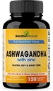 SANDHUHERBALS Sandhu Herbals Ashwagandha Supplement 124; 120 Organic 4 i 1 kapsler, 2 Måneder Supply 124; med zink, Black Pepper & Holy Basilikum Extract