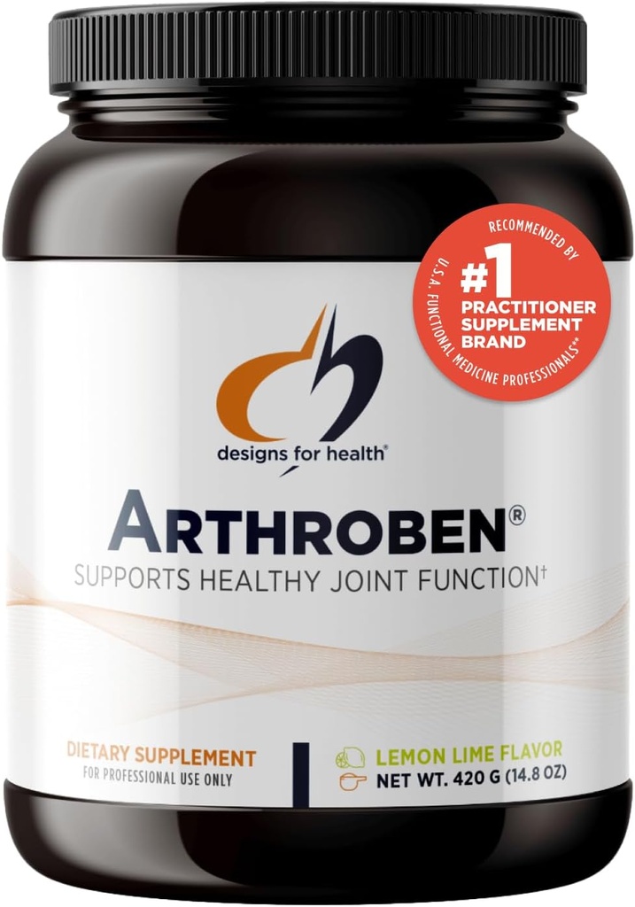 Design for sundhed Arthroben Lemon Lime Flavor - Collagen Peptider Powder + botanicals til at hjælpe med at understøtte sunde joints - Peptider drikke mix, non-GMO (30 Servere / 420g)