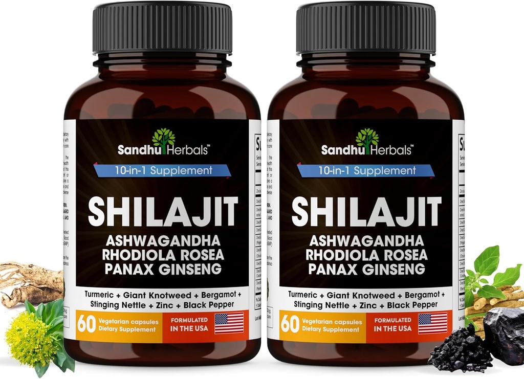 Shilajit Pure Himalayan for mænd & kvinder Note 124; 120 Kapsler med Ashwagandha