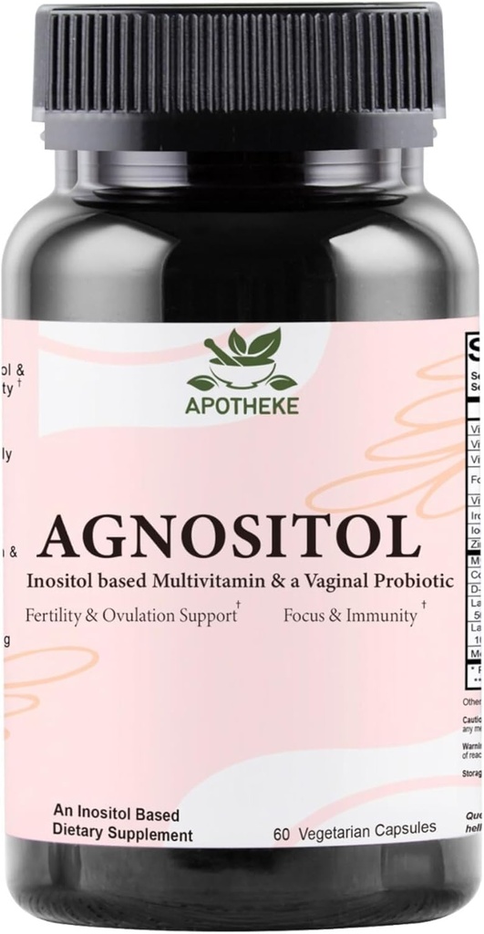 AGNOSILATION Prenatal Vitamin, Vaginal Probiotisk med SMART Bakterier, Fertilitet, Omulation & PCOS Support, Hormonbalance & Vaginal Health Supplement. Inositol 40: 1, folinsyre, vitaminer D3 B6 / 1