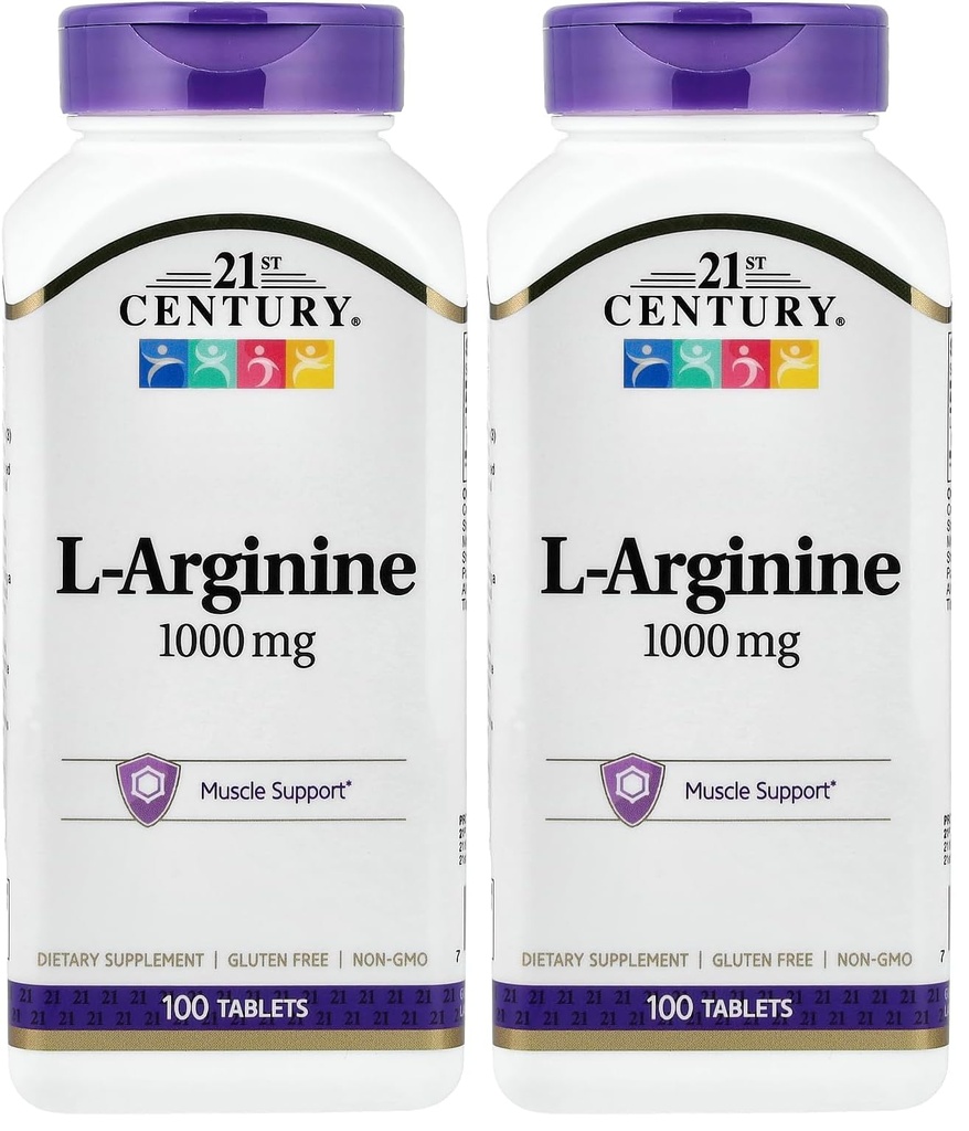 21. århundrede L- arginin 1000mg, maksimal styrke 100 ea (pakke med 2)