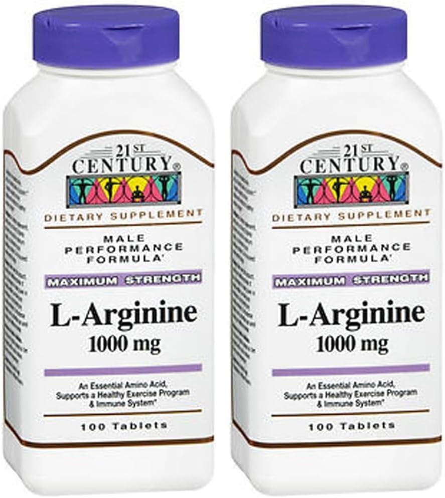 21. århundrede L- arginin 1000mg, maksimal styrke 100 ea (pakke med 2)