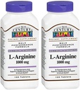 21. århundrede L- arginin 1000mg, maksimal styrke 100 ea (pakke med 2)