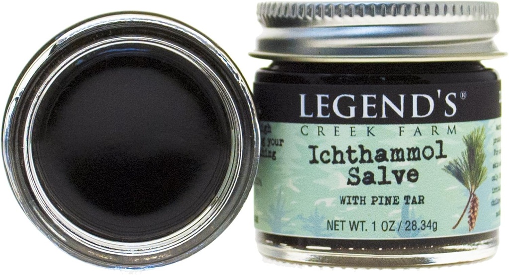 Legends Creek Farm Herbal Salve - Healing Salve med 20% Ichthammol Tegning Salve - Natural Balm for Stings, & Splinters - 1 oz - Håndlavet i USA (Ichthammol Pine Tar)