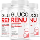 (3 Pack) Gluco Renu Capsules - Official Gluco Renu, GlucoRenu Pills, Premium Formula Gluco Renu Supplement, Natural Support GlucoRenu, Gluco Renu Premium Formula, 90 Capsules for 3 Months
