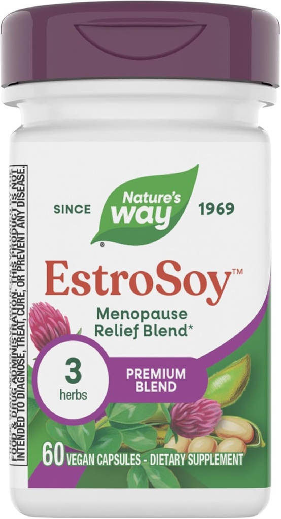 Nature 's Way EstroSoy, Menopause Relief Blend *, Hjælper Relieve Menopausale Symptomer *, Black Cohosh, Red Clover, og Gæret Soy, 60 Veganske Kapsler
