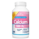 21. århundrede Vitaminer Calcium 500 Plus Ekstra D kapsler, 400 Greve
