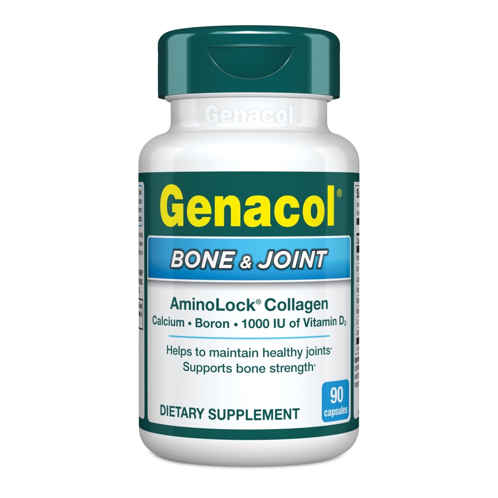 Genacol Bone & Joint - Calcium, vitamin D3, bor & ultra-hydrolyseret kollagen, sundhedstillæg, understøtter Knoglestyrke, 90 kapsler (30-dages forsyning)