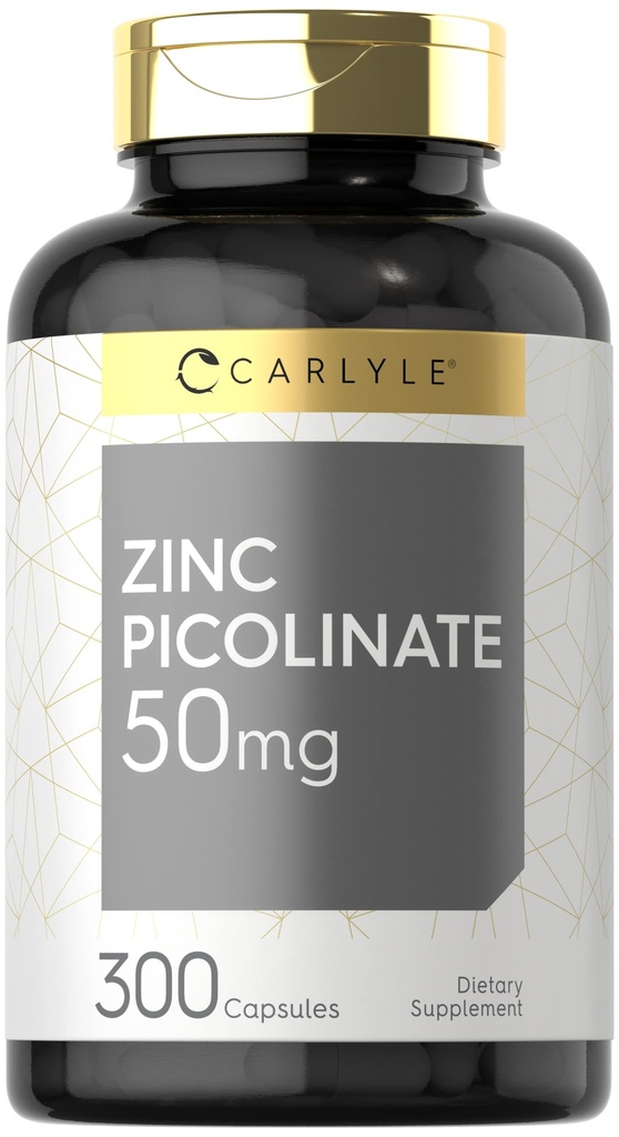 Carlyle Zinkpicolinat 50 mg 10 mg 12, 300 kapsler 125, ikke-GMO og Gluten Free Supplement