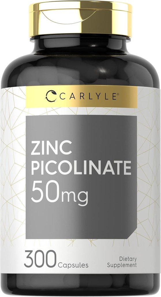 Carlyle Zinkpicolinat 50 mg 10 mg 12, 300 kapsler 125, ikke-GMO og Gluten Free Supplement