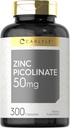 Carlyle Zinkpicolinat 50 mg 10 mg 12, 300 kapsler 125, ikke-GMO og Gluten Free Supplement