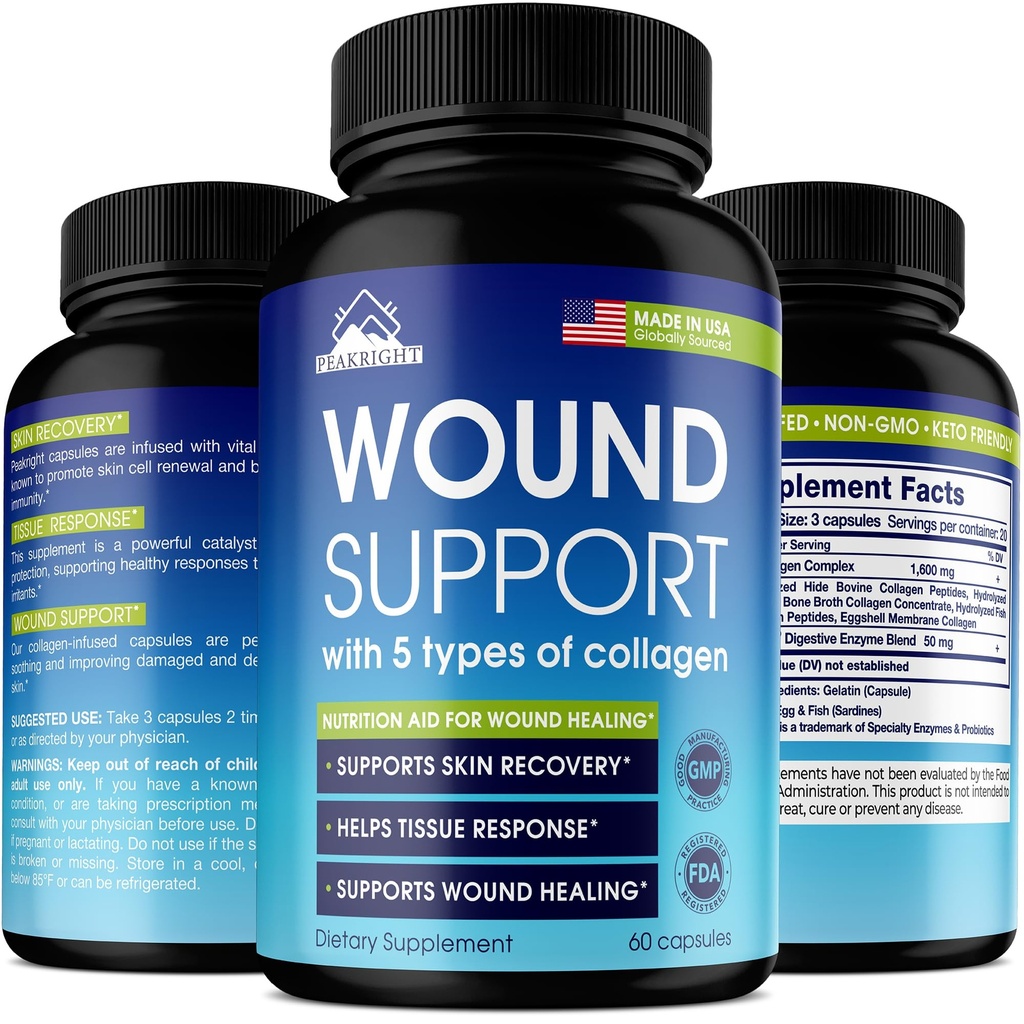 Sår Healing Natural Scar Pills - Made in USA - Scar Reduction, Kirurgi Inddrivelse & Sår Support - Sår Healing supplement til Reducere ardannelse, Bruisings & Hævelse - Hjælper Tissue Response - 60 Caps