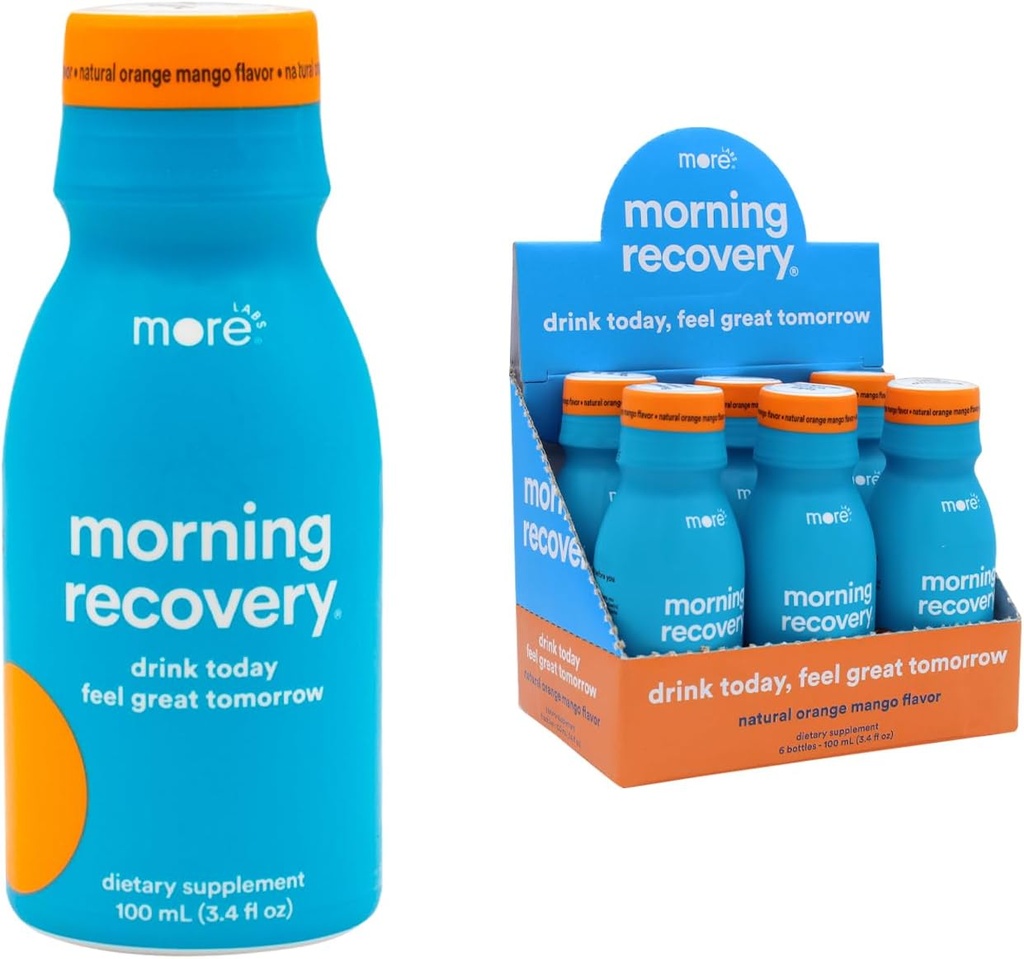 Morning Recovery Electrolyte, Milk Thistle Drink Proprietary Formulering til Hydrate Mens Drikke, Meget Opløselig Væske DHM, Ikke GMO, Vegan, Gluten- Gratis, Orange Mango, Pack af 6