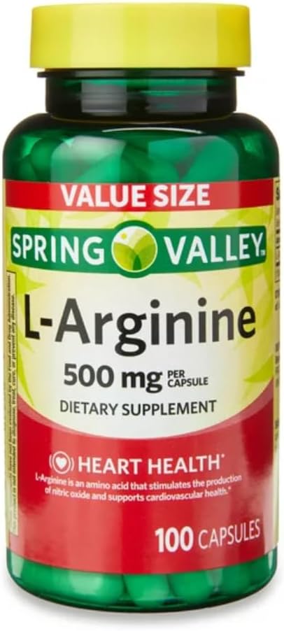 Generisk Spring Valley L 'Arginin Amino Heart Health supplement kapsler, 500 mg, værdi størrelse, 100 greve + 1 Mini Pill Container (Style & Color Varies)