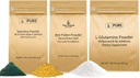 PURE ORIGINAL INGREDIENSER Bee Pollen, L- Glutamin, & Spirulina Powder Bundle, (1lb) Food Safe, Supplement Powders