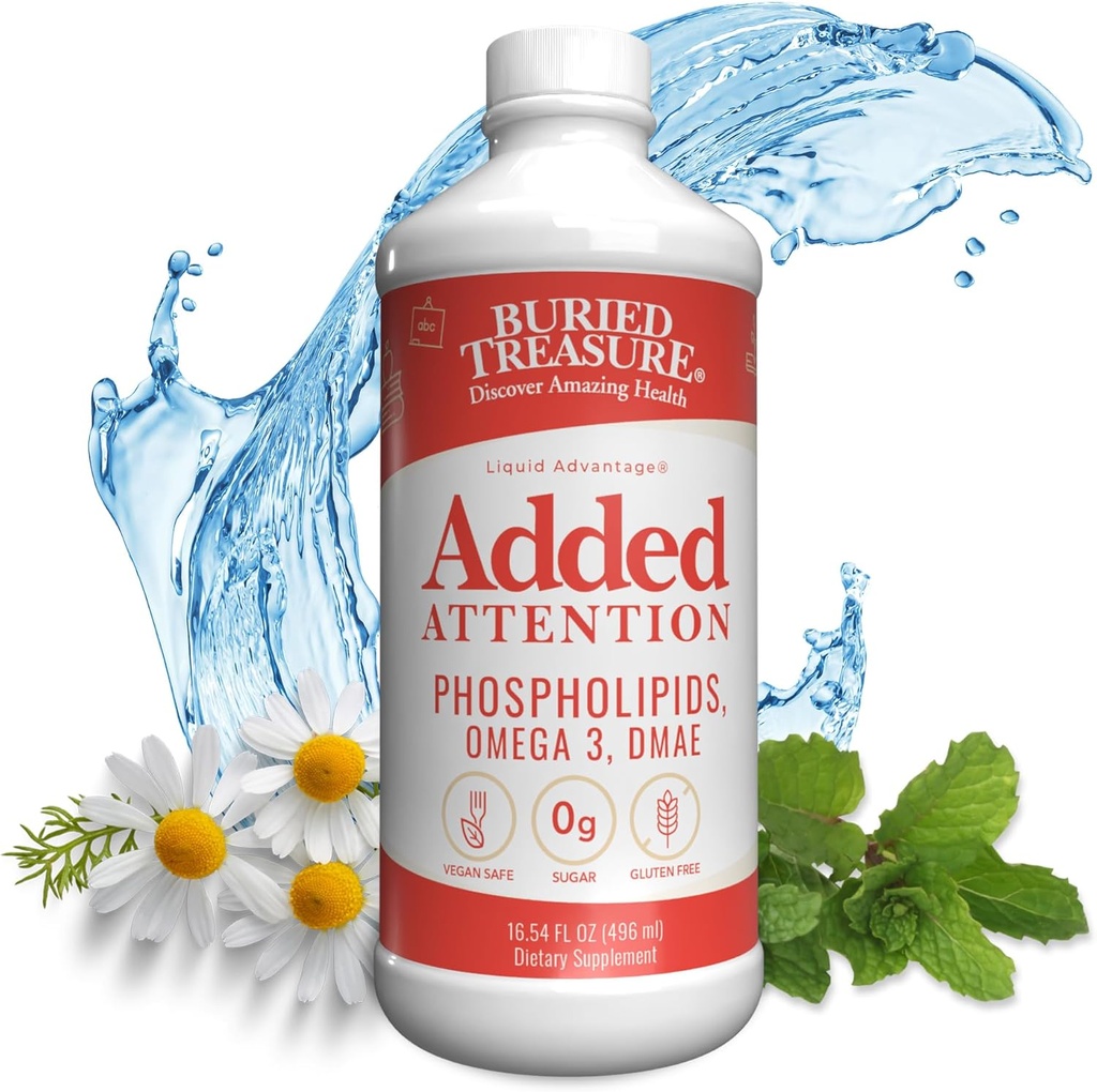 Begravet Treasure - Tilføjet opmærksomhed - Børns Learning Support med GABA DHA Vitamin B og Herbal Blend - Støtte sund hjerne funktioner - Forbedret kortsigtet Auditory Memory Focus & Behavior 16.54 oz