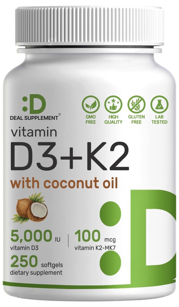 DEAL SUPPLEMENT Vitamin D3 5.000 IE + K2 MK7 100mcg Softgels