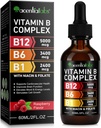 Vitamin B12 Flydende dråber - Økologisk Vitamin B12 Sublingual Drops - Økologisk Vitamin B- Complex B5 Pantothensyre - Vegan B12 Sublingual 5000 mcg med Vitamin B6, Flydende B12 Methylcobalamin Understøtter