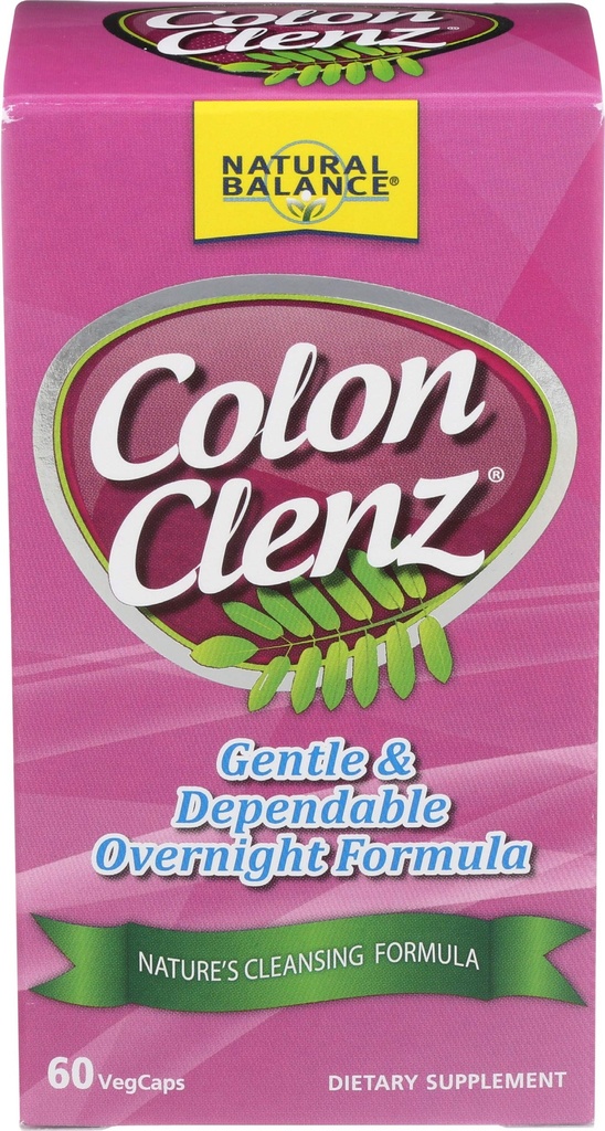 Natural Balance Colon Clenz Budd124; Herbal Colon Cleanse, Detox Cleanse, og fordøjelsessygdomme supplement - genert og afhængighedsgivende Overnight Formel - 60-dag garanti (60 Servere, 60 VegCaps)