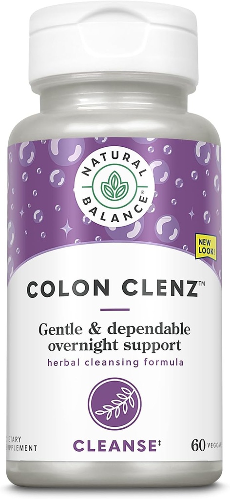 Natural Balance Colon Clenz Budd124; Herbal Colon Cleanse, Detox Cleanse, og fordøjelsessygdomme supplement - genert og afhængighedsgivende Overnight Formel - 60-dag garanti (60 Servere, 60 VegCaps)